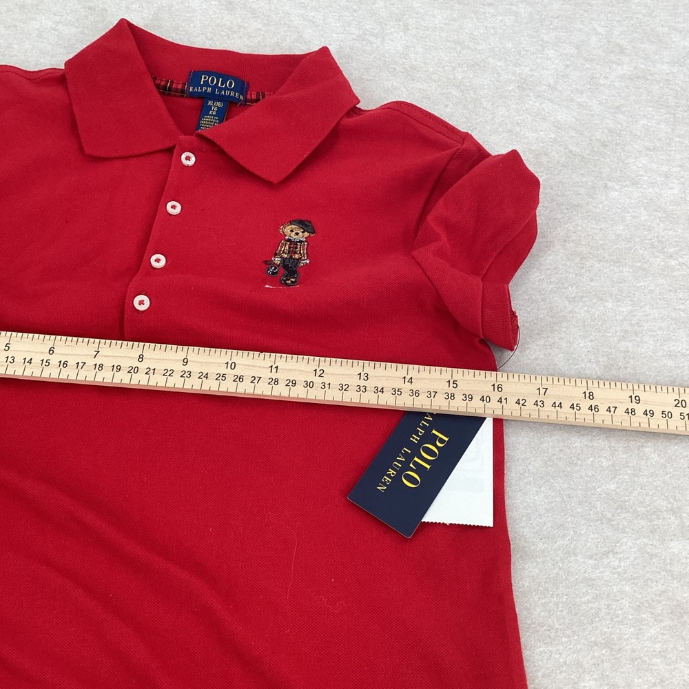 Polo Ralph Lauren Girls Red Polo Bear Stretch Mesh Dress Tennis dress XL 16 New - Picture 7 of 8